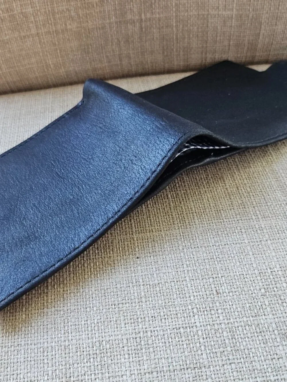 Handcrafted Wallet Billfold Black Genuine Leather Handmade Cardholder W/ Snap